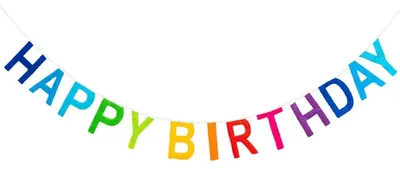 Obrázek produktu pro Girlanda na narozeniny, látková, nápis "Happy Birthday", délka 3,5 metru, duhový design, opakovaně použitelná, vhodná pro děti i dospělé