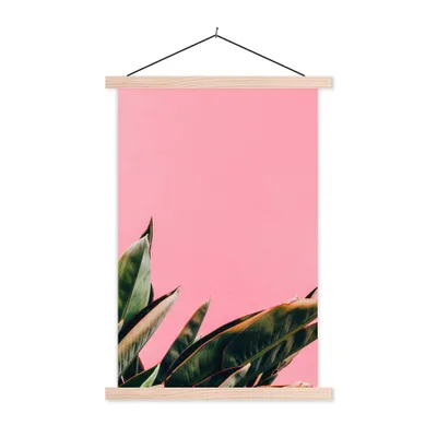 Produktbild von MuchoWow® Textilposter Pflanzen - Frauenzunge - Rosa - Tropisch 60x90 cm mit holzfarbenen Rahmen - Textil