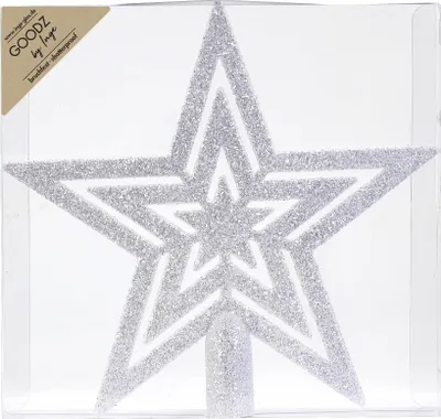 Produktbild von Christbaumspitze Stern mit Glitzer Kunststoff 21.5cm Weiß