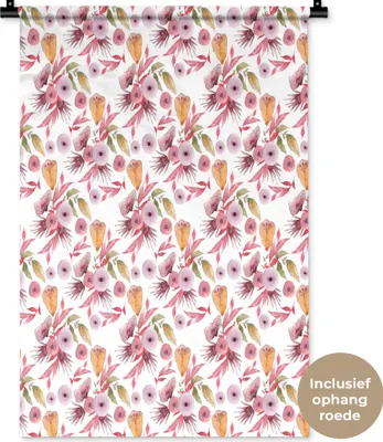 Produktbild von MuchoWow® Wandteppich Wandbehang Blumen - Farben - Rosa 60x90 cm Tapisserie Dekoration Wandtuch - Foto-Teppich - Abwaschbar