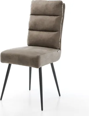 Immagine prodotto di DELIFE Sedia da pranzo Pela-Flex Microfibra Taupe Vintage 4 gambe coniche Nero Molle insacchettate