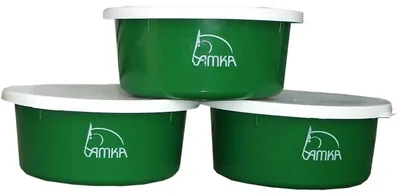 Produktbild von AMKA Futterschale Müslischale 3er Set 2 Liter mit Deckel Futterschüssel Wasserschüssel für Pferde, Hunde Tiere in Grün