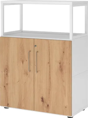 Produktbild von Hammerbacher Regal FlexWall Türen 3OH 1offen weiß/asteiche