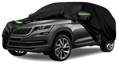 Zdjęcie produktu dla Pokrowiec samochodowy do Skoda Kodiaq, lata produkcji 2016-2026, kolor czarny, ochrona na każdą pogodę, z zamkiem błyskawicznym i zamkiem