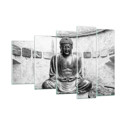 Produktbild von Bilder auf glas - 5 Teile - Japanisch Buddha Statue - 150x100cm - Glasbilder - Wandbilder - Bilder - zum Aufhängen bereit - Wanddekoration aus Glas - Glas Bilder - Wandbild auf Glas - GEG150x100-4329