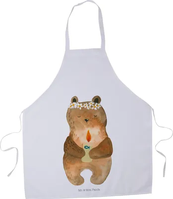 Produktbild von Mr. & Mrs. Panda Schürze Bär Kommunion - Weiß - Geschenk, Taufkerze, Kochkleidung, Grillmeister-Schürze, Gottes Segen, Kochschürze, Katholisch, Teddy, Gastro