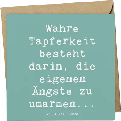 Produktbild von Mr. & Mrs. Panda doppelkarte Spruch Tapferkeit Umarmung - Meeresbrise - Geschenk, Zitat, Klappkarte, Inspiration, Überwindung, faltkarte, Stimmungen, anlasskarte, Gefühl