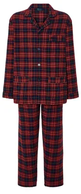 Produktbild von Herren Pyjama-Set – Flanell, Rot, mit langen Ärmeln
