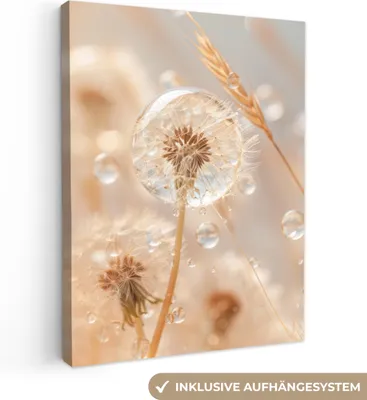 Produktbild von MuchoWow® - Leinwandbilder - Löwenzahn - Wasser - Natur - Stillleben - Modern, Wandbild, Wanddeko Bilder Wohnzimmer, 60x80 cm