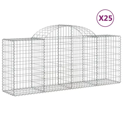 Produktbild von Gabionen mit Hochbogen 25 Stk. 200x50x80/100cm Verzinktes Eisen