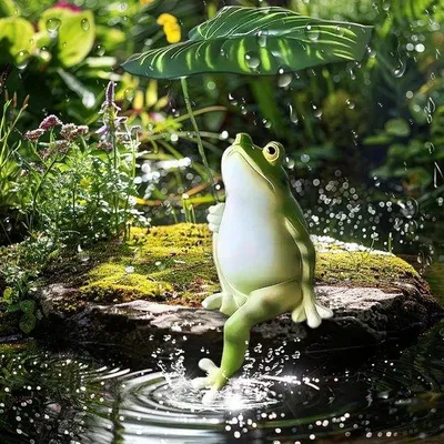 Image de Statue de grenouille de jardin en résine, 30 cm, verte, décoration d'extérieur
