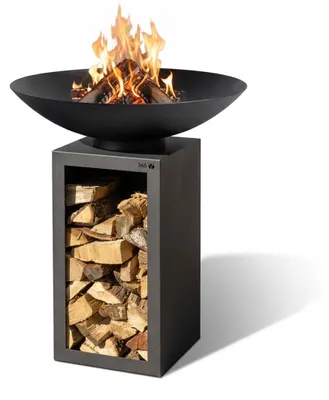 Produktbild von Feuerschale PIO 80 mit Holzlager, schwarz