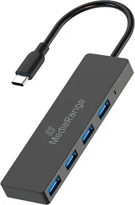 Produktbild von MediaRange MRCS508, USB 3.2 Gen 1 (3.1 Gen 1) Type-C, USB 3.2 Gen 1 (3.1 Gen 1) Type-A, 5000 Mbit/s, Schwarz, 0,1 m, 5 V