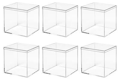 6er-Set Acrylboxen 8x8x8 cm transparent mit Deckel