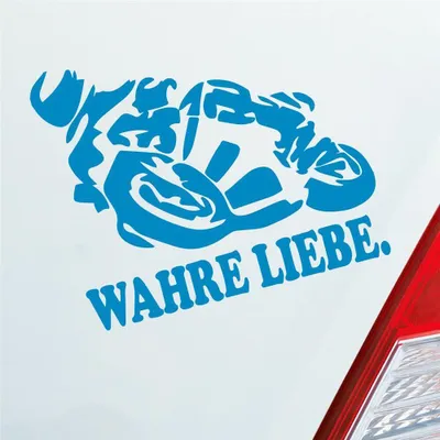 Produktbild von Auto Aufkleber Motorrad Wahre Liebe Moped Bike Mopped JDM 12x10 cm Hellblau Sticker Heckscheibenaufkleber