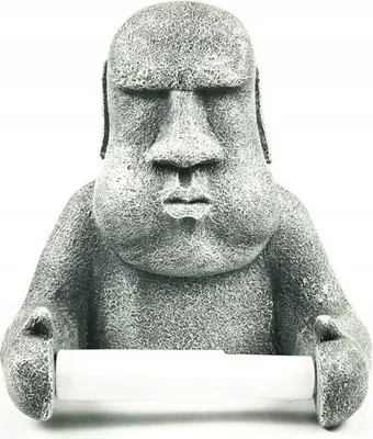 Image de PORTE-PAPIER DE TOILETTE Figurine Moai de l'île de Pâques FÊTE