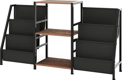 Produktbild von GOPLUS Plattenspieler Ständer, Schallplattenhalter mit 3 Ebenen & 6 Aufbewahrungstaschen, Plattenspieler Regal Vinyl-Regal Plattenregal,  Braun