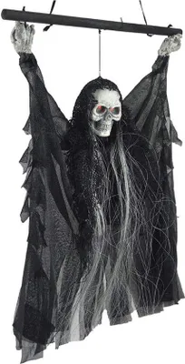 Immagine prodotto di Decorazione di Halloween - spaventosa decorazione appesa horror con luce ossea sonora decorazione teschio fantasma scheletro porta giardino