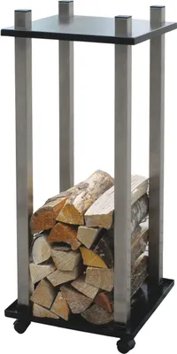 Produktbild von Brennstoffregal- Kaminholzregal- schwarz Feinstruktur beschichtet- mit Rollen
