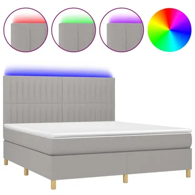 Produktbild von vidaXL Boxspringbett mit Matratze & LED Hellgrau 160x200 cm Stoff