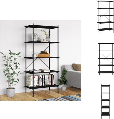 Obrázek produktu pro vidaXL Regál s 5 policemi černý 80x40x163 cm - Knihovny a regály