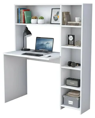 Produktbild von Schreibtisch Dghin, Mehrzweckschreibtisch, Bürotisch für PC, Eckschreibtisch, 113x40h142 cm, Weiß