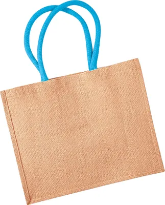Immagine prodotto di Westford Mill W407 | Classic Jute Shopper 42 x 33 x 19 cm - Colore: Natural/Surf Blue - Taglia: Unica