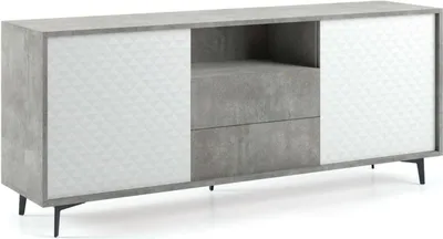 Immagine prodotto di Dmora Credenza Azis 45x184x77h cm Bianco, 2 Cassetti 2 Ante  Italy