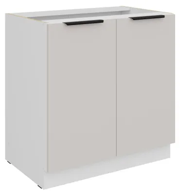 Produktbild von Küchen Unterschrank 80 cm COMO Kaschmir beige matt + Weiß matt Küche Küchenzeile Küchenblock Einbauküche