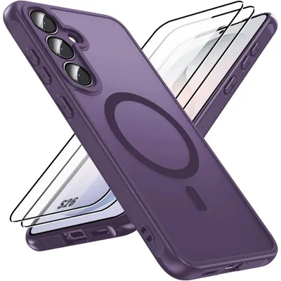 Image de Coque + 2 Verres Trempés pour Samsung Galaxy S26, Antichoc avec Anneau Magnétique et Vitre Caméra - Violet