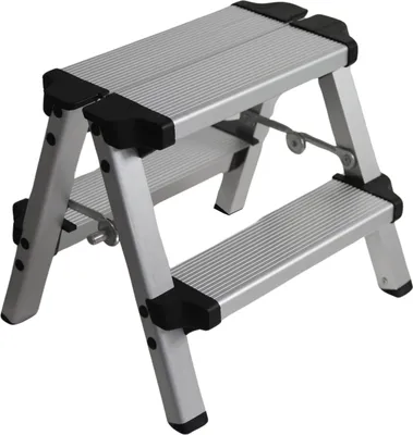 Produktbild von Alu Leiter Doppelleiter Klapptritt Trittbank 150 kg Stehleiter Klappbar D1 - 2x2 Stufen