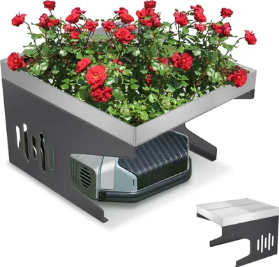 Produktbild von LZQ Mähroboter-Garage mit Pflanzkasten – Metall Unterstand 43×60×70 cm, wetterfestes Dach, Edelstahl Überdachung