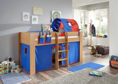 Produktbild von Relita Halbhochbett ANDI Liegefläche 90 x 20 cm Nachbildung natur inkl. Vorhang, Tasche und 1-er Tunnel; BH1684114+TX5002010+TX5072010+TX5032010