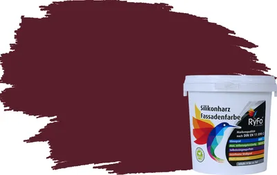 Produktbild von RyFo Colors Silikonharz Fassadenfarbe Lotuseffekt Trend Weinrot 1l - bunte Fassadenfarbe, weitere Rot Farbtöne und Größen erhältlich, Deckkraft Klasse 1