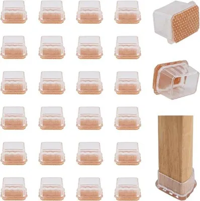 Produktbild von Famanu Stuhlgleiter 24 Stück mit Filz, transparente Füße, Geräuschreduzierung, für Möbelbeine von 33-40 mm Länge und 24-30 mm Breite