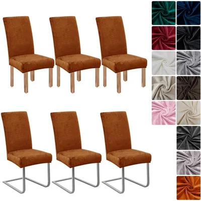 Immagine prodotto di Copridivani in velluto, set da 6, colore arancione, universali, elasticizzati, lavabili