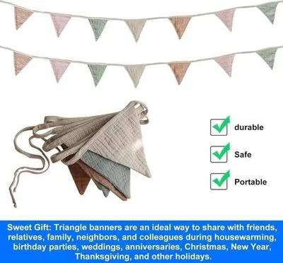 Immagine prodotto di Ghirlanda di bandierine in cotone – Colorata – 10 metri – Feste di compleanno