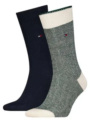 Image de Tommy Hilfiger - Chaussettes pour homme (lot de 2) NA1120 (44,5 EU - 47 EU) (marine/vert)