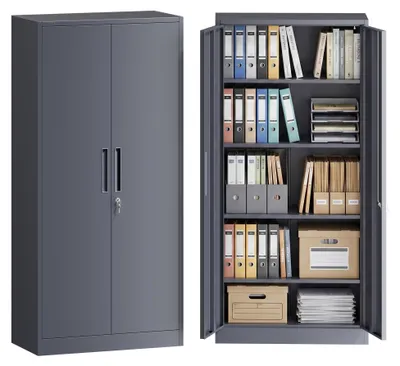 Productafbeelding van Wiltec archiefkast van staal, 78 x 39 x 170 cm, antracietkleurig, afsluitbare metalen kast met 4 legplanken, kantoorkast met een draagvermogen van 50 kg per plank