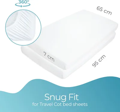 Imagen del producto de Sábanas de 65x95 cm – 100% algodón, cómodas – Ajuste perfecto – Juego de 2 sábanas