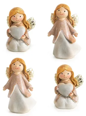 Produktbild von 4 Engel Figuren mit Herz 7,5 cm Schutzengel kleines Geschenk