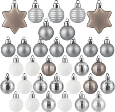 Produktbild von 132 Weihnachtskugeln Silber Christbaumkugeln Set Christbaumschmuck Baumschmuck