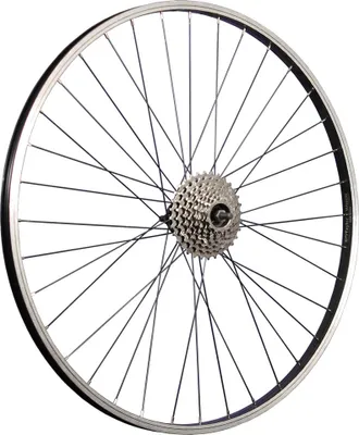 Produktbild von 28 Zoll Fahrrad Hinterrad Aluminiumfelge mit 8 fach Schraubkranz schwarz