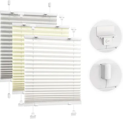 Produktbild von Plissee Faltrollo Easyfix ohne Bohren, zum Klemmen oder Kleben, Sonnenschutz und Sichtschutz für Fenster, 90 x 200 cm, Weiß