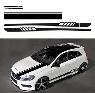 Immagine prodotto di Set di adesivi per auto con strisce racing, 5 pezzi, in vinile nero, adatti per auto, SUV e camion