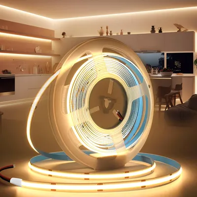 Image de Bande lumineuse LED COB auto-adhésive, 12V, 5 mètres, lumière blanche chaude, 3000K