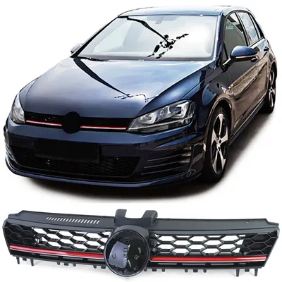 Produktbild von Sportgrill schwarz rot glanz für VW Golf 7 Kühlergrill Frontgrill