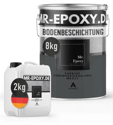 Produktbild von Mr. Epoxy Epoxidharz Bodenbeschichtung (10 kg, RAL 7043 Verkehrsgrau) - 2K Betonfarbe für Garagen, Keller & Werkstatt Boden - Flüssigkunststoff Epoxid Grundierung und Bodenversiegelung