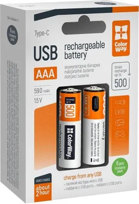 Produktbild von ColorWay AAA 590mAh USB-C 6ks
