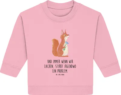 Produktbild von Mr. & Mrs. Panda Organic Baby Pullover Eichhörnchen Blume 24. - 36. Monat - Baumwolle Pink - Geschenk, Lustige Sprüche, Eichhorn, Motivation, Spruch Positiv, Spaß, Bullover